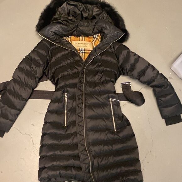 Size Small Black Burberry Limefield Hooded Belted Puffer Jacket - Picture 3 of 11